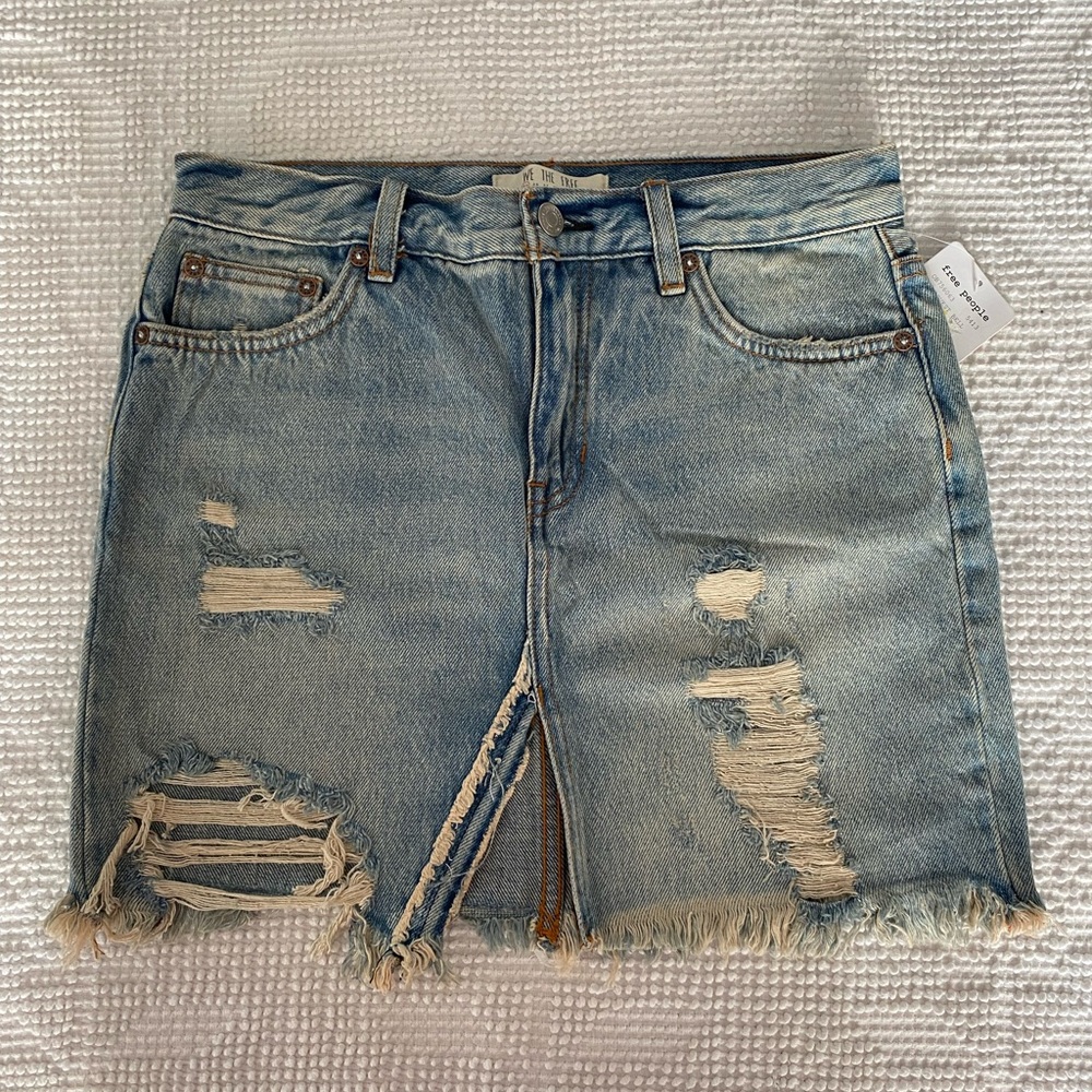 Free People We the Free Harvest Bell Denim Distressed Skirt